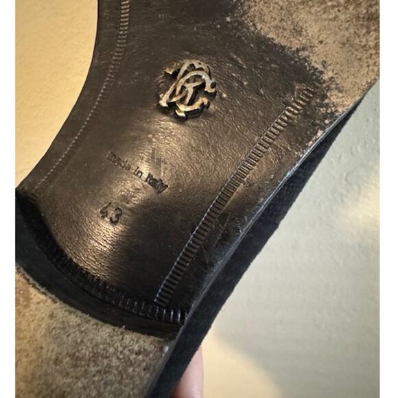 Roberto Cavalli Luxury Black Suede With Tassels Loafer 10 - Picture 4 of 11